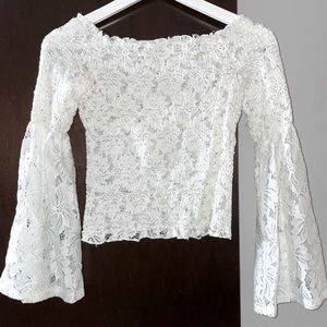 Guess White Lace Off Shoulder Blouse